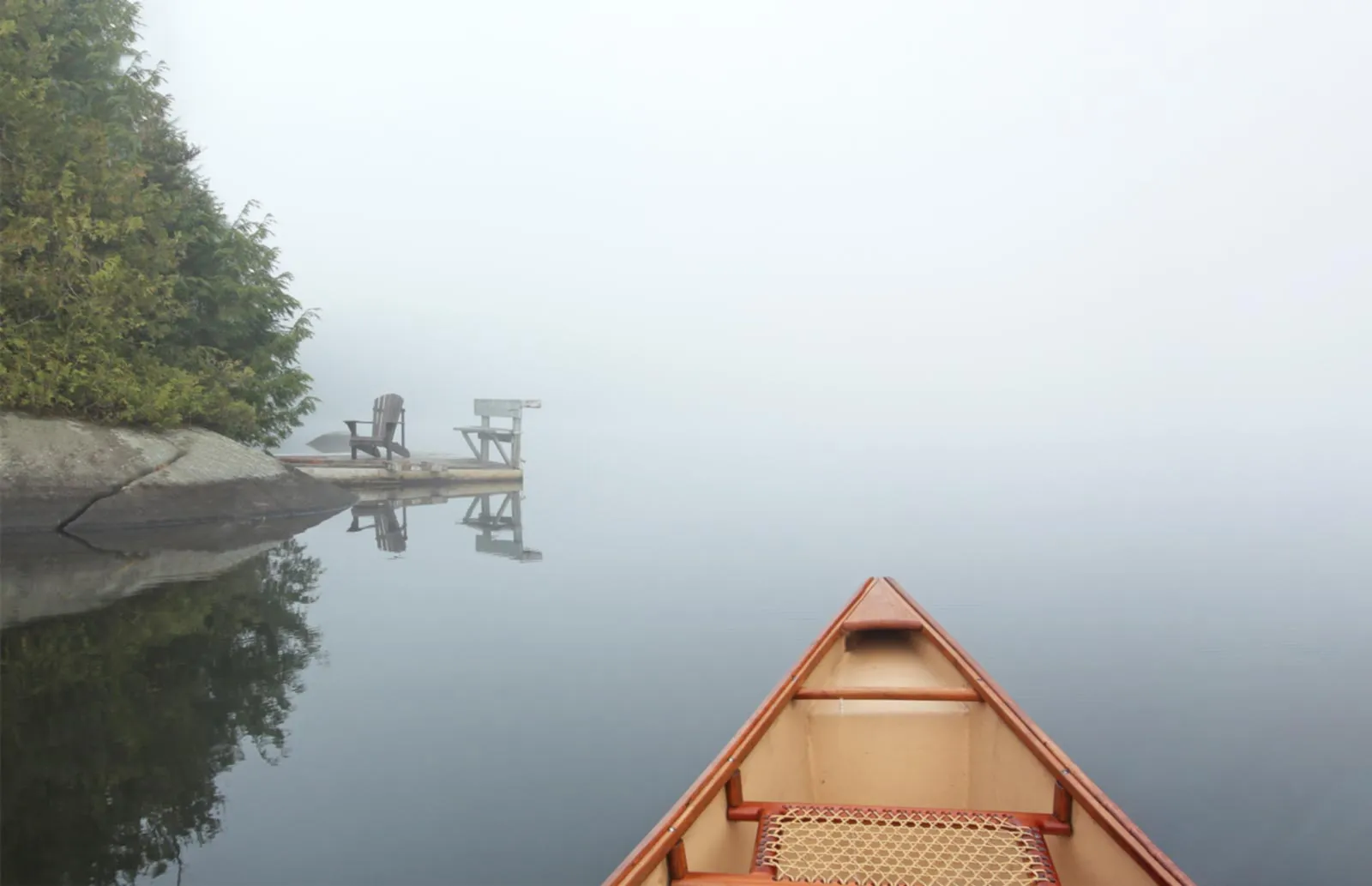 A small boat facing the open waters.