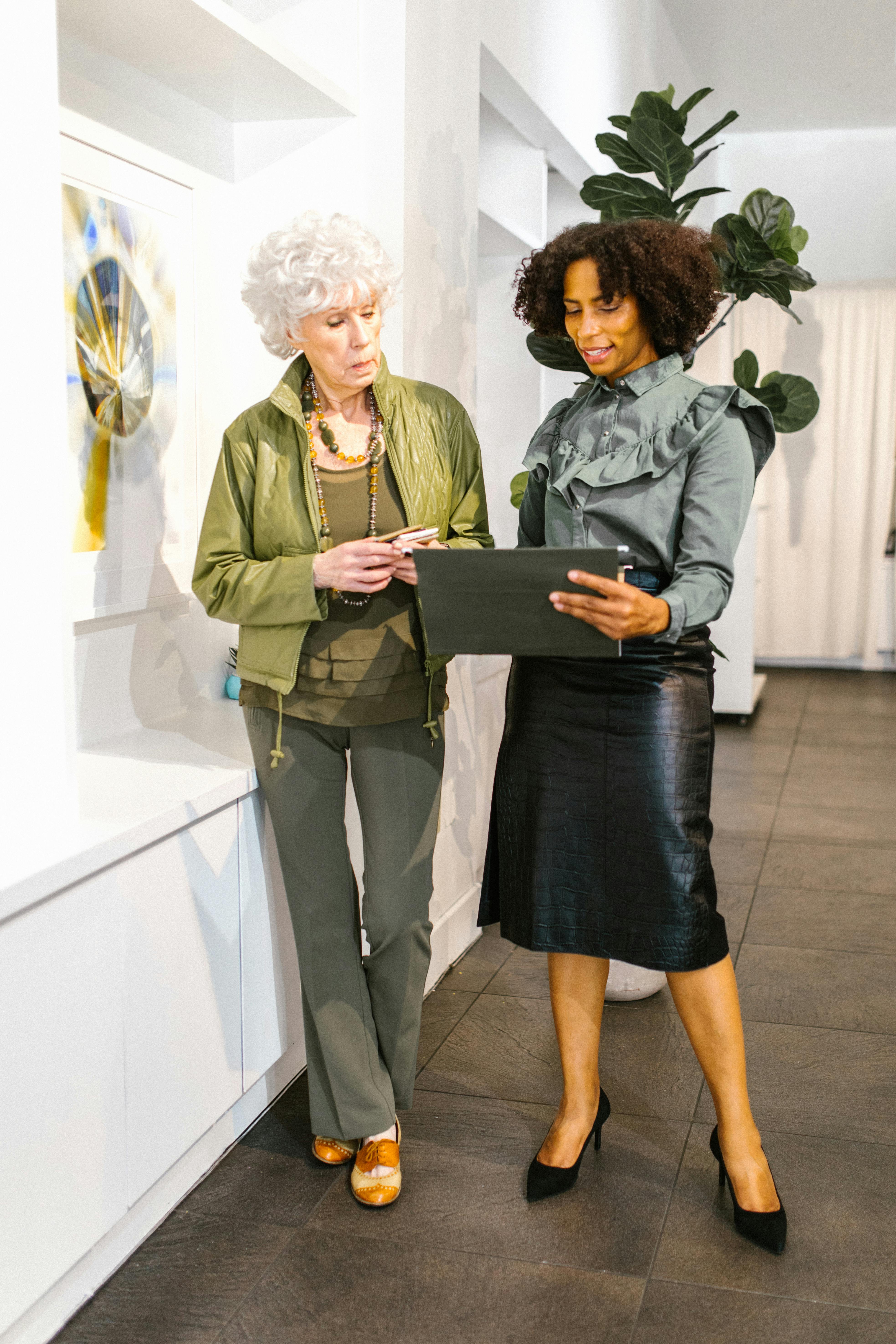 A coaching session with an elderly lady