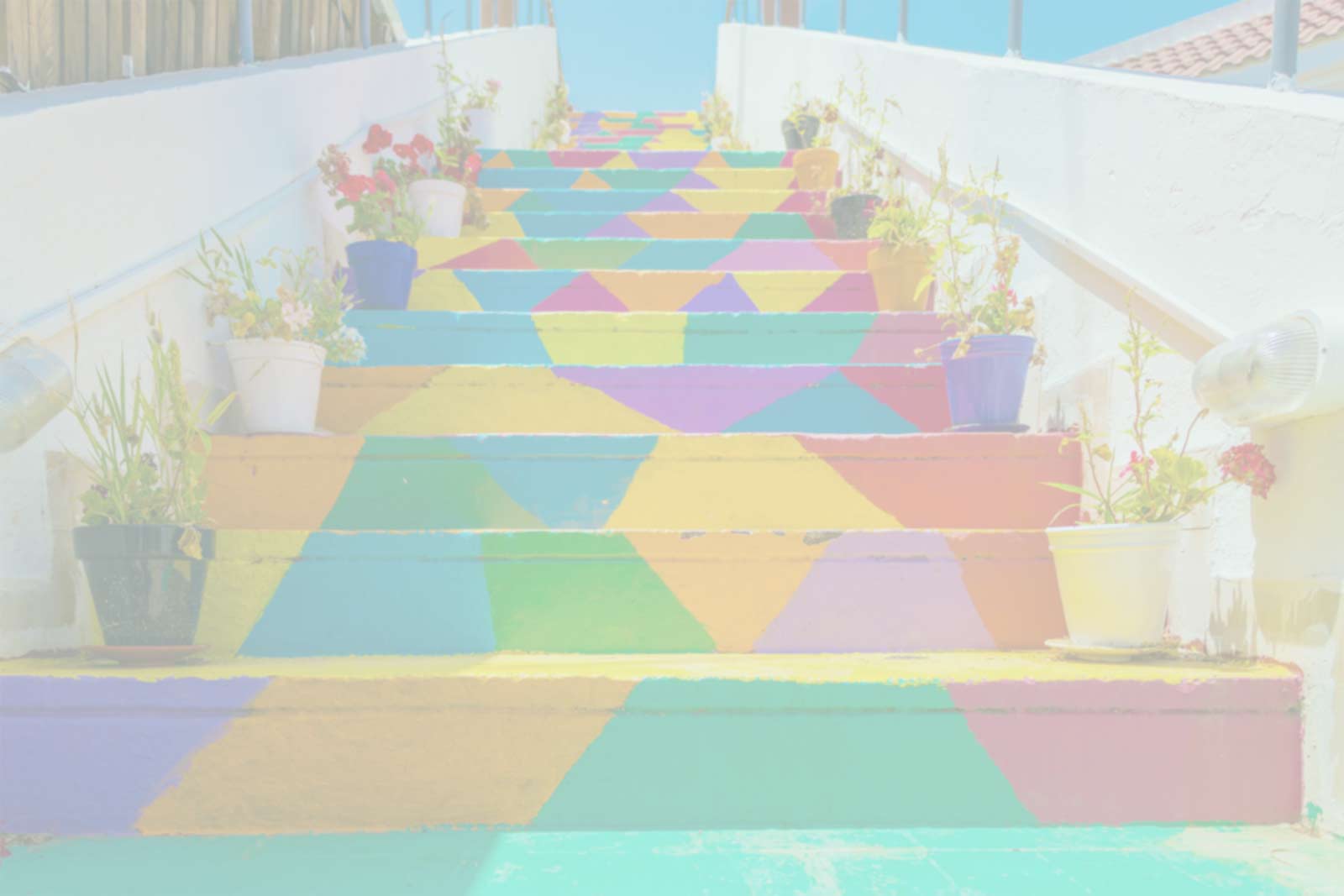 A vibrant and colorful set of stairs